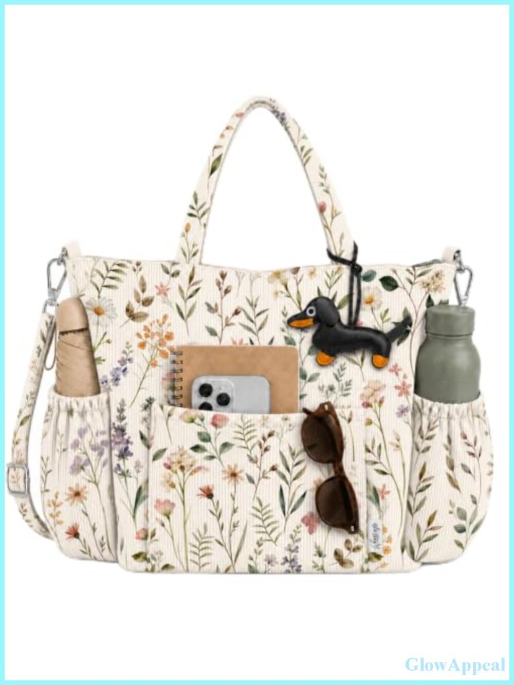 Corduroy Tote Bag Women Multi-Pocket Tote Large